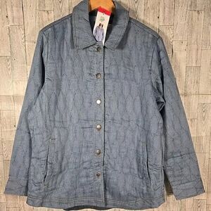 JACHS Girlfriend Blue Quilted Jean Jacket